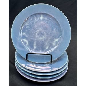 OKWAN 4 Beautiful Vintage Meito CHINA-HAND Painted Blue Marbled PLATES Rare -S92